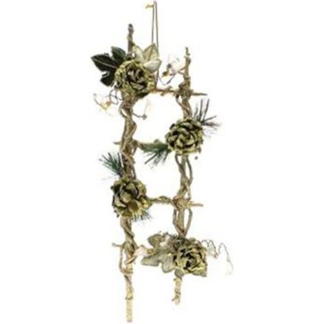 Decorazione natalizia per porta scaletta con pigne h50 cm - colore oro - addobbo natale