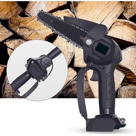 2-in-1 Akku-Mini-Stangensäge, 15 cm bürstenlose Kettensäge mit 1 Akku, abnehmbarem langen Griff, leistungsstarke elektrische Kettensäge zum Holzschneiden und Baumschnitt