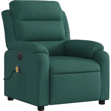 Sillón reclinable de masaje eléctrico tela verde oscuro vidaXL
