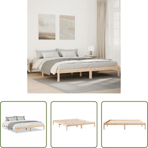 vidaXL Lit bois pin -  Cadre de lit extra long sans matelas 180x220 cm bois massif pin (1/5)