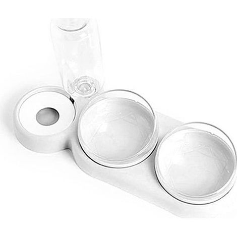 Distributeur automatique eau et nourriture avec fontaine pour chien, blanc (1/5)