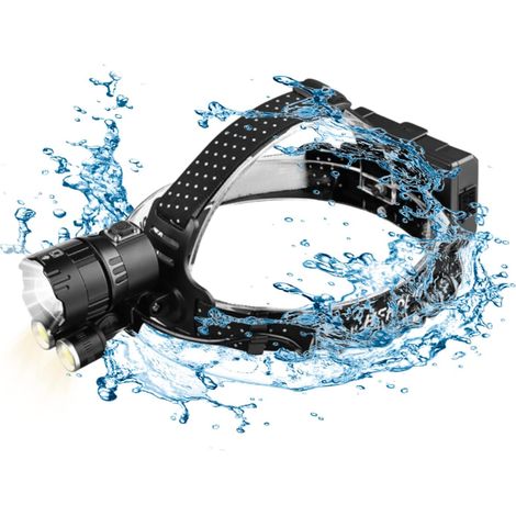 Lampe frontale LED Rechargeable,XHP160, Ultra Puissante et Autonome , batteries ,imperméable, Zoom réglable,4 modes ,Sortie USB,Randonnées,Camping,Pêche,Vélo,bricolage [Classe énergétique A+](pile non