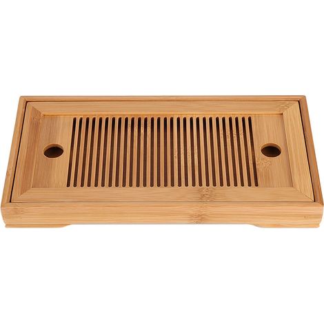Plateau à thé en bambou pour cérémonie Gongfu, table de service compacte pour salon, bureau ou maison (1/5)