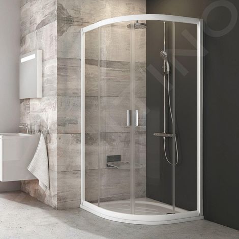 Ravak Blix - Cabine de douche quart de rond en quatre parties, 780-800 mm, blanc/verre clair 3B240100Z1 (1/5)