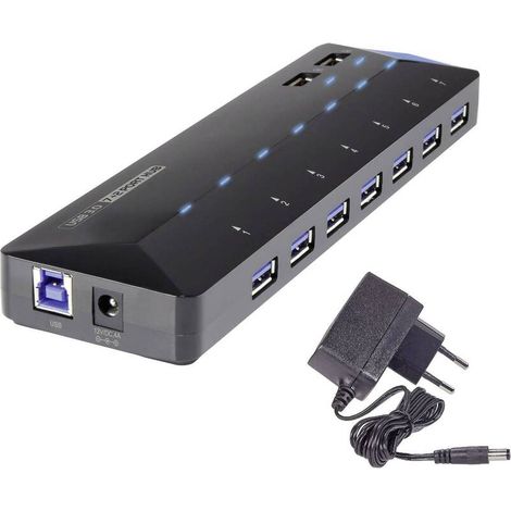 [NEUWERTIG] B-Ware Renkforce USB-Hub 7 Port USB 3.0 5 GBit/s Schnellladeport schwarz extern (1/2)