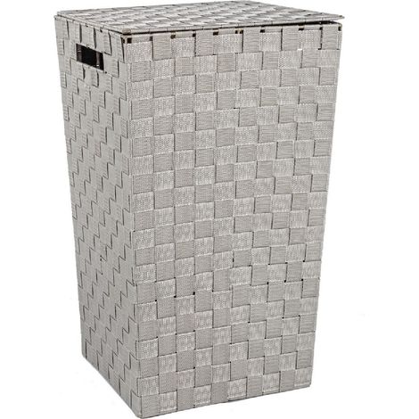 Portabiancheria "Intreccio Nylon" struttura in acciaio -40x30x60h / Grigio (1/4)