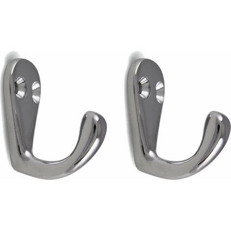 2 ganchos de metal cromado pulido, 41 mm de alto, para muebles de cocina o baño, ganchos para toallas, percheros, percheros para camisas, ganchos para paños de cocina, decoración con tornillos