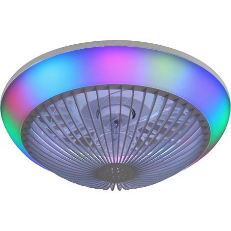 Ventilateur avec éclairage LED RGB, contrôle par application – 7 pales transparentes en ABS, silencieux, 3 couleurs + changement RGB, intensité réglable, minuterie (1/2/4 h) (1/4)