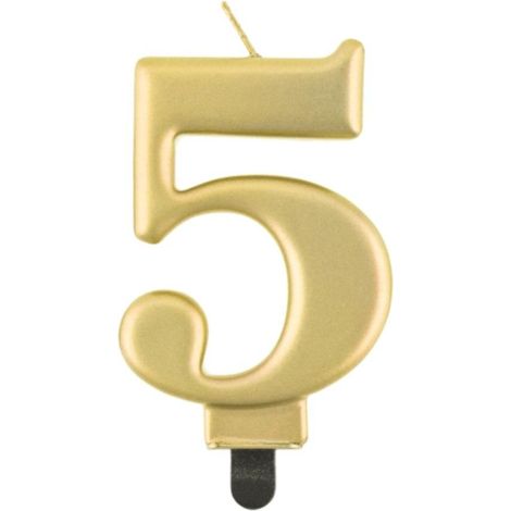Candela Beauty&Charm numero 5, oro metallizzato, 8 cm