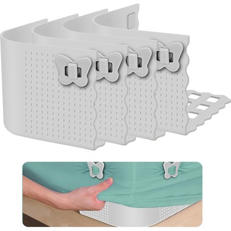 Tendeur Drap Housse, 4 Pièces Tendeurs de draps réglables, Attache Drap Housse Réglables, Installation Facile, Draps Bien tendus, Tendeurs de Draps av (1/5)