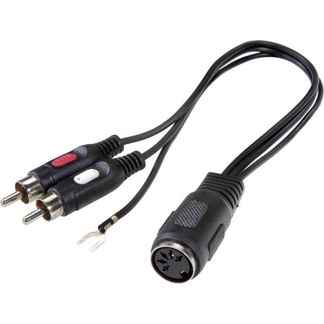 Adaptateur audio Y 1x DIN femelle 5 pôles – 2x Cinch-RCA mâles – SP7869832 – Pour connexion tourne-disque à amplificateur – Speaka Professional