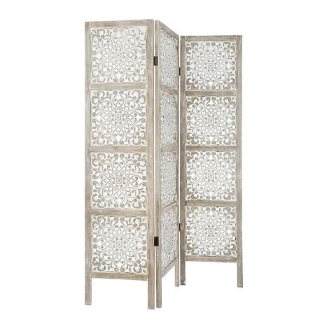 PANTALLA DE MADERA ETNIK CON ESTAMPADOS COLOR BLANCO (1/5)