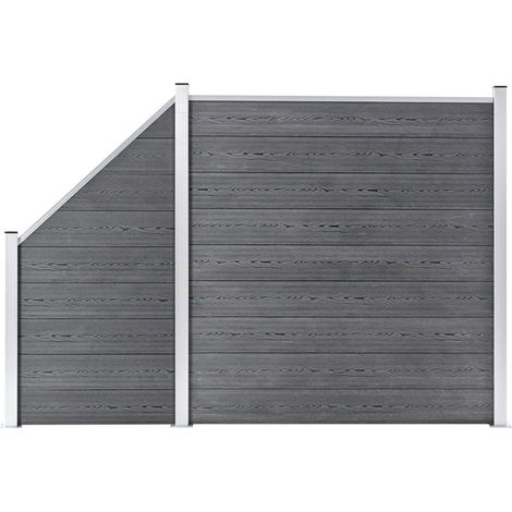 Ensemble de clôture WPC 1 Carré + 1 Incliné 273x186 Gris (1/5)