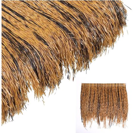 Chaume Panneaux Paille PE Ignifuge Toit de Palme Feuilles de Palmier Résistant aux Intempéries Imperméable pour Cabane Tiki, Bar, Jardin, Terrasse, Tonnelle, Mur(Size:30pcs,Color:Marron) (1/5)