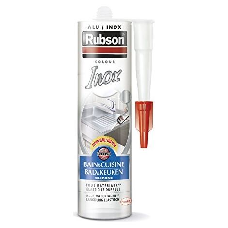 Silicone per bagno e cucina puro speciale acciaio inox cartuccia 280 ml - Rubson