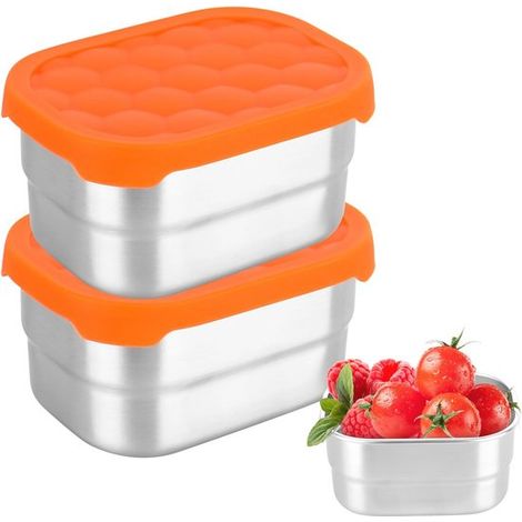 Recipientes de acero inoxidable para aperitivos - 2 unidades - 230 ml - Cajas herméticas para aderezos y especias (1/5)