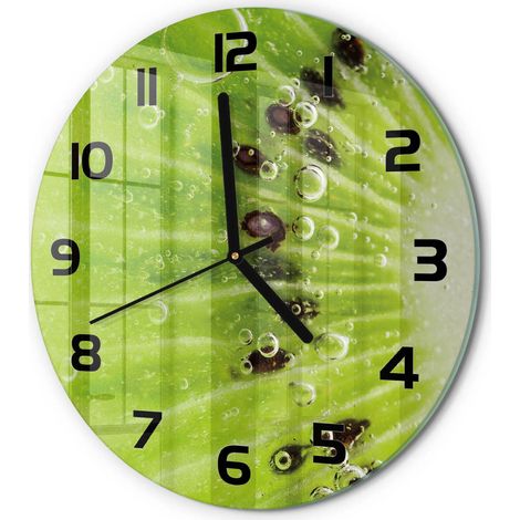 Horloge Murale Ronde Quartz Verre Trempé Design Moderne Salon Chambre Bureau Kiwi fi 30 cm (1/5)