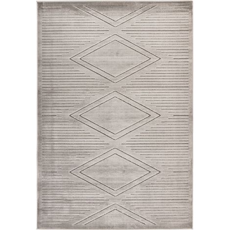 Tapis gris à motifs géométriques doux et facile à vivre - Gris clair sable et anthracite (1/4)