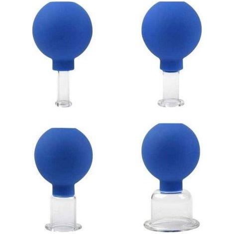 Juego de ventosas de vidrio con 4 tamaños diferentes, ventosas de masaje, ventosas anticelulíticas, ventosas para masaje de cabeza, rostro y cuerpo, 4 piezas (1/4)