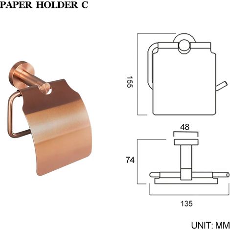 (Porte-papier toilette C) Porte-serviettes/crochet/porte-savon/porte-brosse WC/porte-papier toilette de haute qualité, finition or rose brossé (1/5)