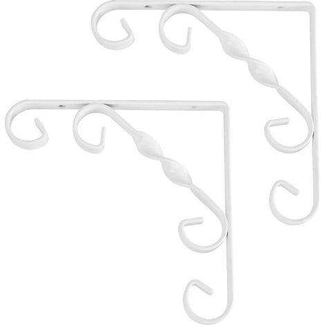 Supports de suspension pour pots de fleurs Iron Art (lot de 2), en métal blanc résistant. (1/5)