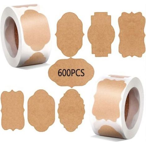Étiquette autocollante, étiquette d'étanchéité en papier kraft rétro faite à la main (1/5)
