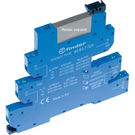 Finder 93.63.7.024 Zoccolo per relè con leva di bloccaggio, con LED, con circuito di soppressione EMC Adatto per serie