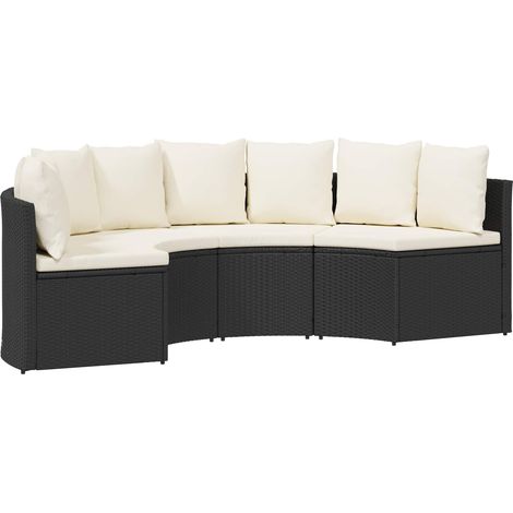 Sofa Set 2 pcs Schwarz Massives Akazienholz und Poly Rattan