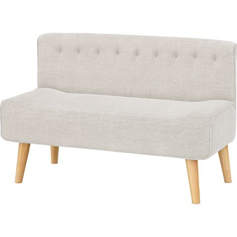 Fauteuil confortable,Canapé 2 places en tissu rembourré aspect lin et pieds en bois pour petits espaces, salon, chambre à coucher, salle de jeux, blanc, 117 x 56 x 78 cm (1/5)