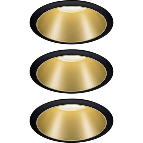 Paulmann Cole Coin 93404 Lampada da incasso Kit da 3 Classe di efficienza energetica 2021: n.rel. 6 W Bianco caldo Nero