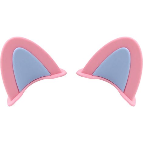 Simpatico adesivo creativo in PVC con orecchie di gatto per copricasco da moto, colore rosa e blu.