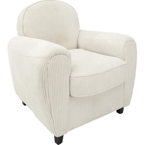 Fauteuil Club Côtelé "Scott" 89cm Beige (1/5)