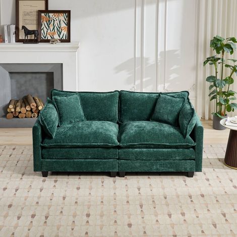 divano seduta modulare soffice chenille verde OKMYHOME (1/5)