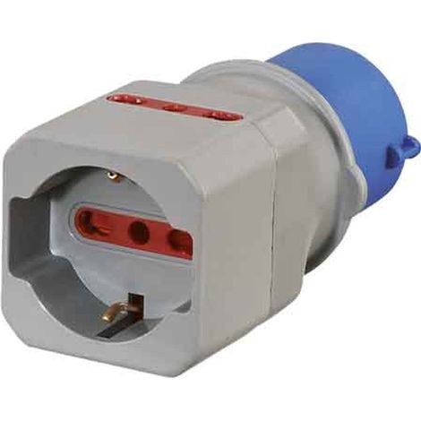 ADATTATORE INDUSTRIALE 220V Spina 2P+T16A-P.Schuko+2 10/16A