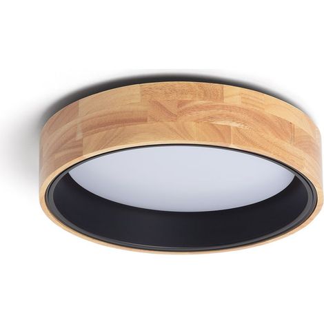 Plafonnier LED Rond Bois 15W CCT Sélectionnable Dari Ø370 mm Noir (1/5)