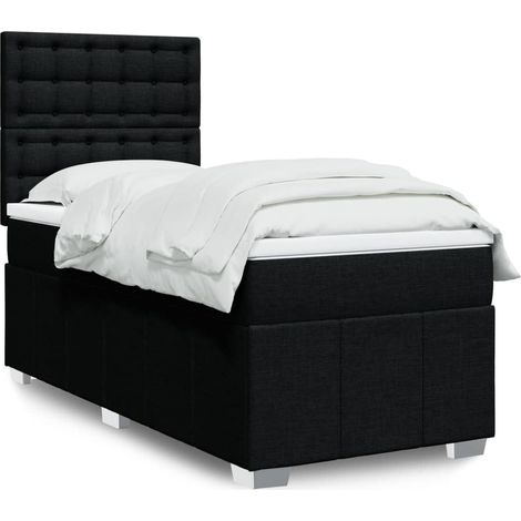Boxspringbett mit Matratze Schwarz 100x200 cm Stoff