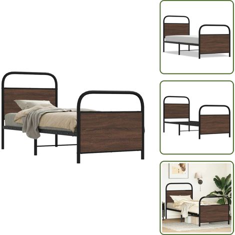 vidaXL Cadre de lit sans matelas 75x190cm chêne marron bois ingénierie (1/5)