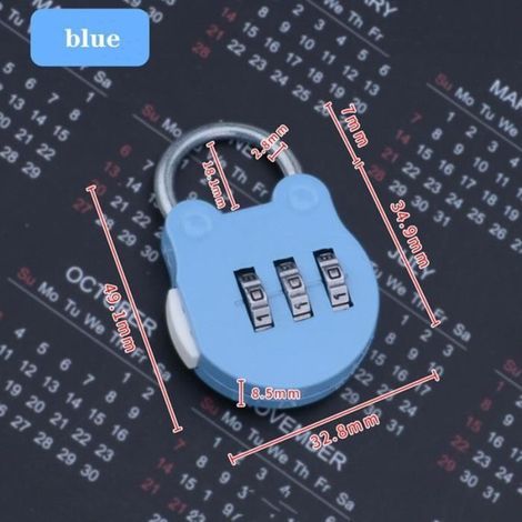 Bleu Serrure à combinaison pour bagages, cadenas de voyage, chiffres, numéro, Code, serrure de sécurité pour (1/4)