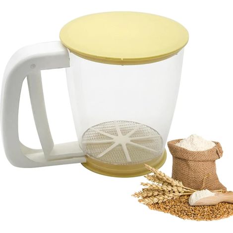 Tamis à Farine,Secoueur Tamiseur Tamis à Pâtisserie Rotatif à Manivelle Tamiseur Farine Saupoudreuse Sucre Glace Tamis à Farine pour la Cuisine Poudre Tamis Tamis Forme Tasse Tamis Pâtisserie (1/5)