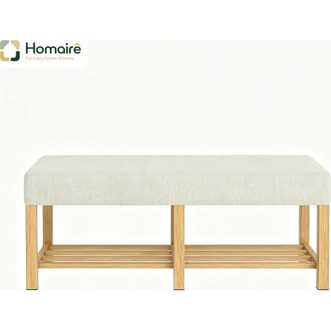 Esszimmerbank, Gummiholz und beige Schaumstoff 120 x 44 x 48 cm HOMAIRE (1/5)