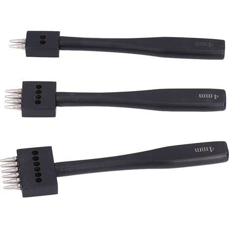 Ensemble de 3 outils de perforation pour une perforation rapide en plusieurs tailles, haute résistance, outil de perforation du cuir DIY de conception professionnelle, 4 mm. (1/5)