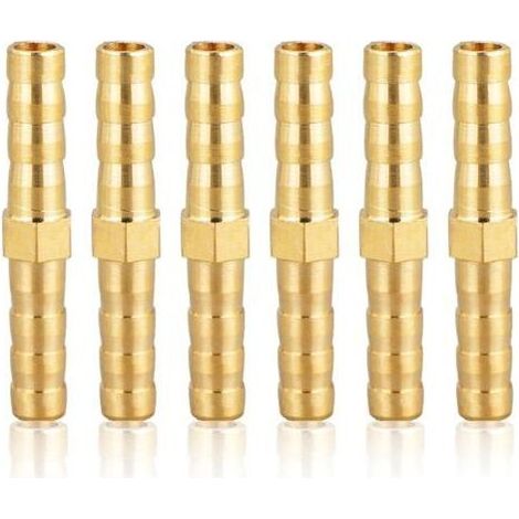 6 Stück 6-mm-Messing-Rohrverschraubungen, 6-mm-(1/4")-Messing-Rohrverschraubungen, gerade Schlauchverschraubungen, Messing-Rohrverschraubungen, Muffenverschraubungen, Gewindeverschraubungen, Messing-F (1/5)