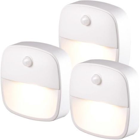 Lampe Détecteur de Mouvement Interieur, Lot de 3 Veilleuse LED Pile, Veilleuse d'escalier Automatiquel Pour Couloir, Chambre, Cuisine, Placard - Blanc Chaud [Classe énergétique A] (1/5)