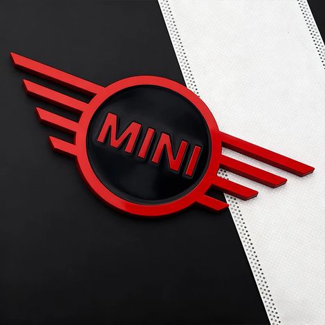 (Rouge et noir, 12 cm) Autocollant métallique décoratif pour coffre de voiture, compatible avec Mini Cooper JCW Works R56 R50 F54 F55 F56 F57 F60 R52 R53 R55 R57 R58 R59 (1/4)