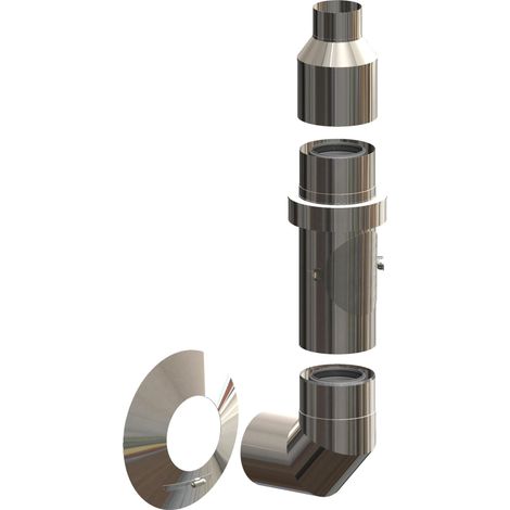 ATEC Set base per installazione su parete esterna DN80/125 L=500mm acciaio inox lucido, 701770