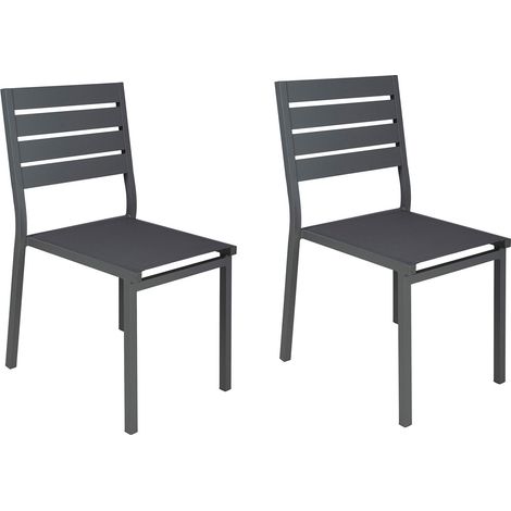 Lot de 2 chaises en aluminium et textilene Gris