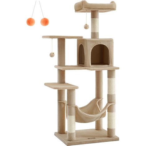Albero per gatti con amaca torre da gioco 143 cm grigio chiaro 120003853