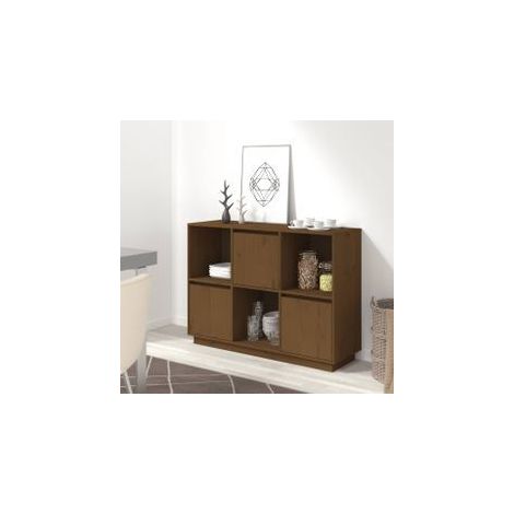 Buffet Marron miel 110.5x35x80 Bois massif de pin (1/5)
