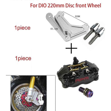 Étrier de frein à disque pour moto, 200 mm/220 mm, avant/arrière, 4 pistons, montage radial, vitesse de rotation de 82 mm, pour scooter RSZ, Jog, Dirt Pit Bike, Grom - support en D noir 220 (1/5)