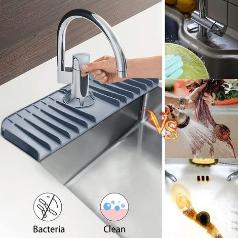 Tappetino per rubinetto, maniglia per rubinetto in silicone, vaschetta raccogligocce, paraspruzzi per cucina, bagno, tappetino per lavandino (1/4)